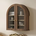 thumbnail image 7 of Joyyskill Arched Bathroom Wall Cabinet Modern Wooden Medicine Cabinet with Acrylic Doors Set of 2, Farmhouse Wall Mounted Cupboard Storage Organizer, Brown Oak, 7 of 7