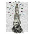 thumbnail image 2 of Fab Funky 15x18 Black Ornate Wood Framed with Double Matting Museum Art Print Titled - Man with Bird Tower, 2 of 4