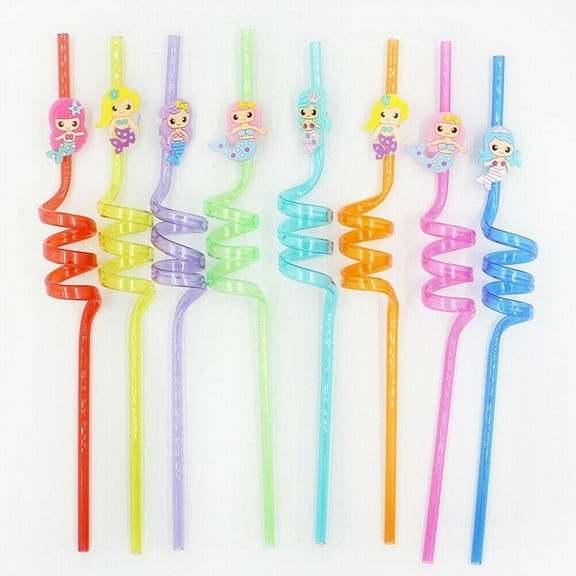 24 Pcs Reusable Unicorn Alpaca Mermaid Straws Daughters Girls Party Favor Kids