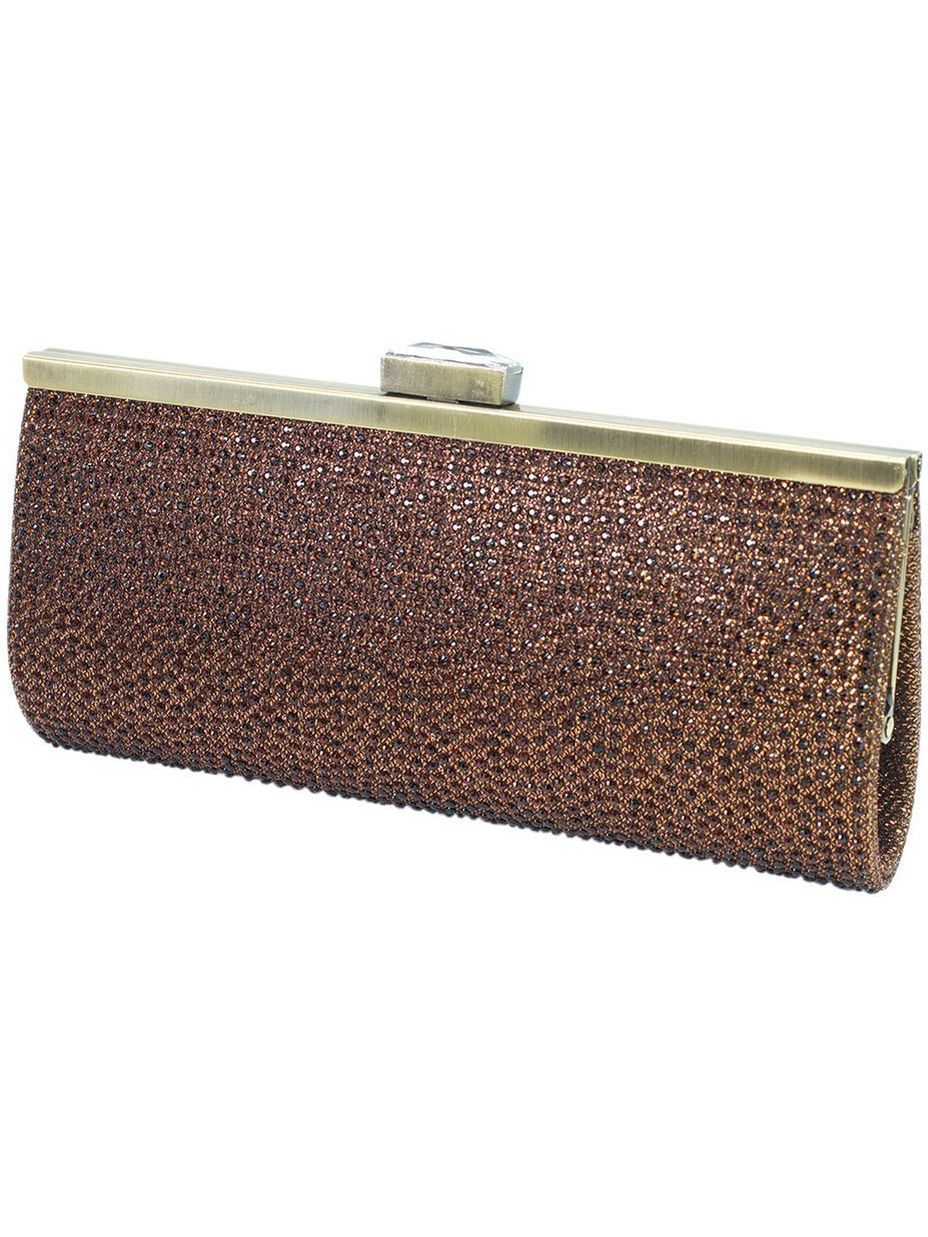 bronze glitter clutch bag