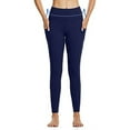thumbnail image 5 of Leggings For Women With Pockets Clearance Women's Yoga Pants Fleece Lined Waterproof Leggings High Waist Warm Winter Hiking Running Leggings Pockets Blue L, 5 of 7