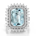 thumbnail image 2 of Gem Stone King 8.90 Ct Octagon Checkerboard Sky Blue Topaz 925 Sterling Silver Ring, 2 of 5