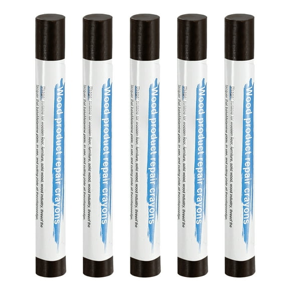 Uxcell 5pcs Wood Filler Sticks Wooden Wax Touch Up Furniture Repair Crayons for Scratch Cracks Hole Table Wood Floor, Black Walnut