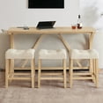 thumbnail image 2 of CQSXDA 4 Piece Bar Table And Chair Set, 59 Inch Dining Table With 3 Upholstered Stools  With Power Outlet  For Home Entertaining, Light Oak, 2 of 10