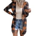 thumbnail image 5 of Paño frontal abierto para mujer Halloween ligero suave manga larga suéter abierto frontal superior abrigo casual para fiesta de Halloween de otoño gris XL, 5 of 5