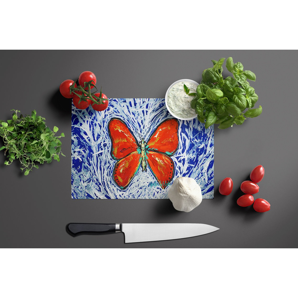 thumbnail image 3 of Red Glider Butterfly Glass Cutting Board 12 in x 15 in, 3 of 5
