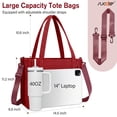 thumbnail image 4 of SUOSDEY Corduroy Tote Bag with Laptop Compartment&Cup Holder,Multipocket Work Tote for College,Teacher,Travel Crossbody Handbag, 4 of 7