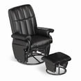 thumbnail image 2 of LAZZO Swivel Recliner Chair with Ottoman, 360° Swivel Glider with Side Pockets, Comfy Lounge Chair for Living Room and Office, Black, 2 of 9