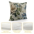 thumbnail image 4 of GOSMITH  Floral Pillow Case Spring Plant Flowers Hydrangea Hibiscus Iris Bird Leaf Throw Pillow Cover for Home Sofa Decorative Square Cushion Blue Green White, 4 of 5