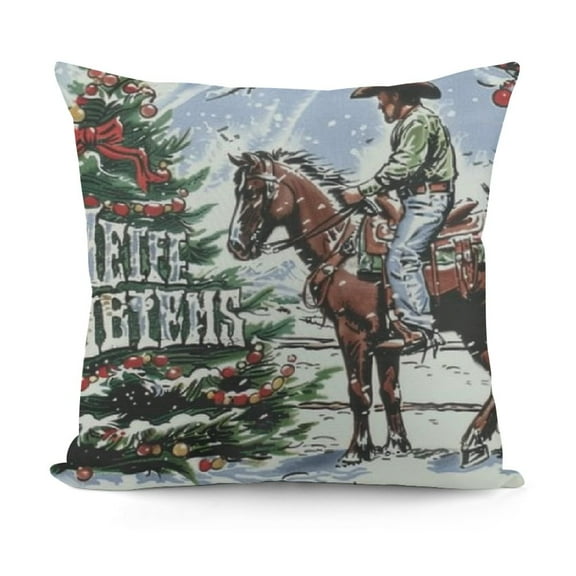 YINGXI Western Cowboy Christmas Pillow Covers, Rustic Holiday Decorative Pillowcases 12x12in