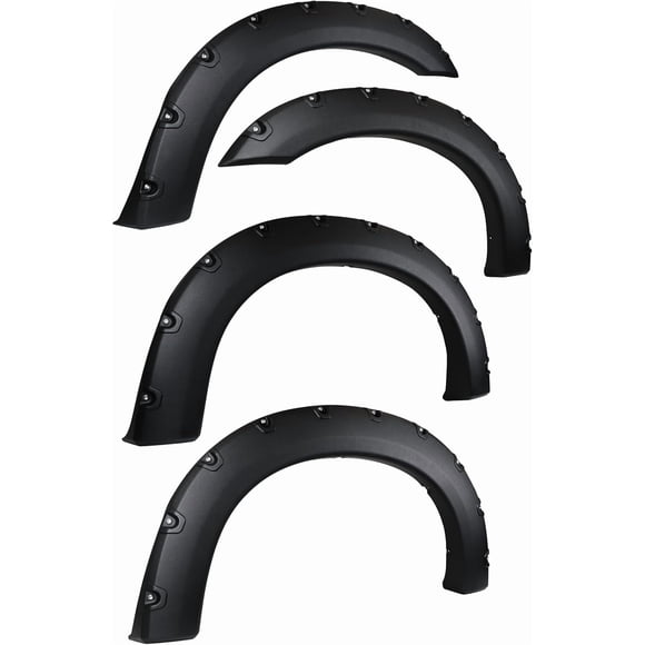 1999-2007 Ford F250 F350 | LAX Pocket Bolt-Riveted Rugged Style Fender Flares | Paintable Smooth Matte Black Wheel Flare Cover | Front and Rear Wheel Protector | 4 PCS
