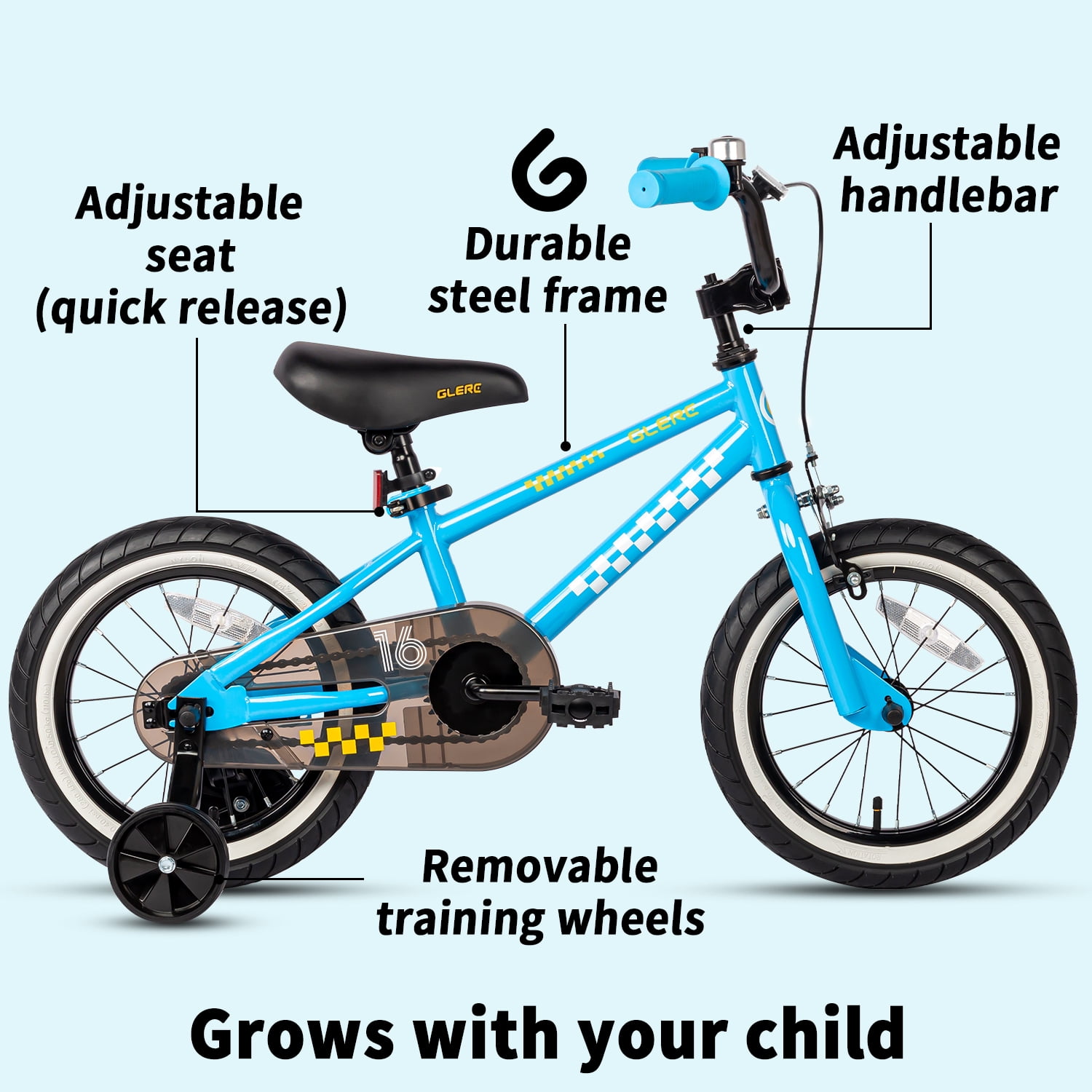 【Glerc】NuNu 　16インチ　 子ども用自転車 　BMXスタイル自転車 Glerc NuNu 16 Inch Kids Bike BMX Style for 4 5 6 7 8 Years