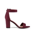 thumbnail image 3 of BLISSFUL STEP Woman's Sandals Block Heels Ankle Strap Open Toe Sandals Burgundy 6, 3 of 6