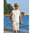 thumbnail image 3 of COOFANDY Sleeveless Button Down Shirts Men Casual Beach Tank Top Summer Tank Shirt Linen Henley Tanks, 3 of 6