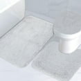 thumbnail image 2 of Arkham Horror Gray Silk Wool Bath Rug Set, Non-Slip (3 Pieces), 2 of 7