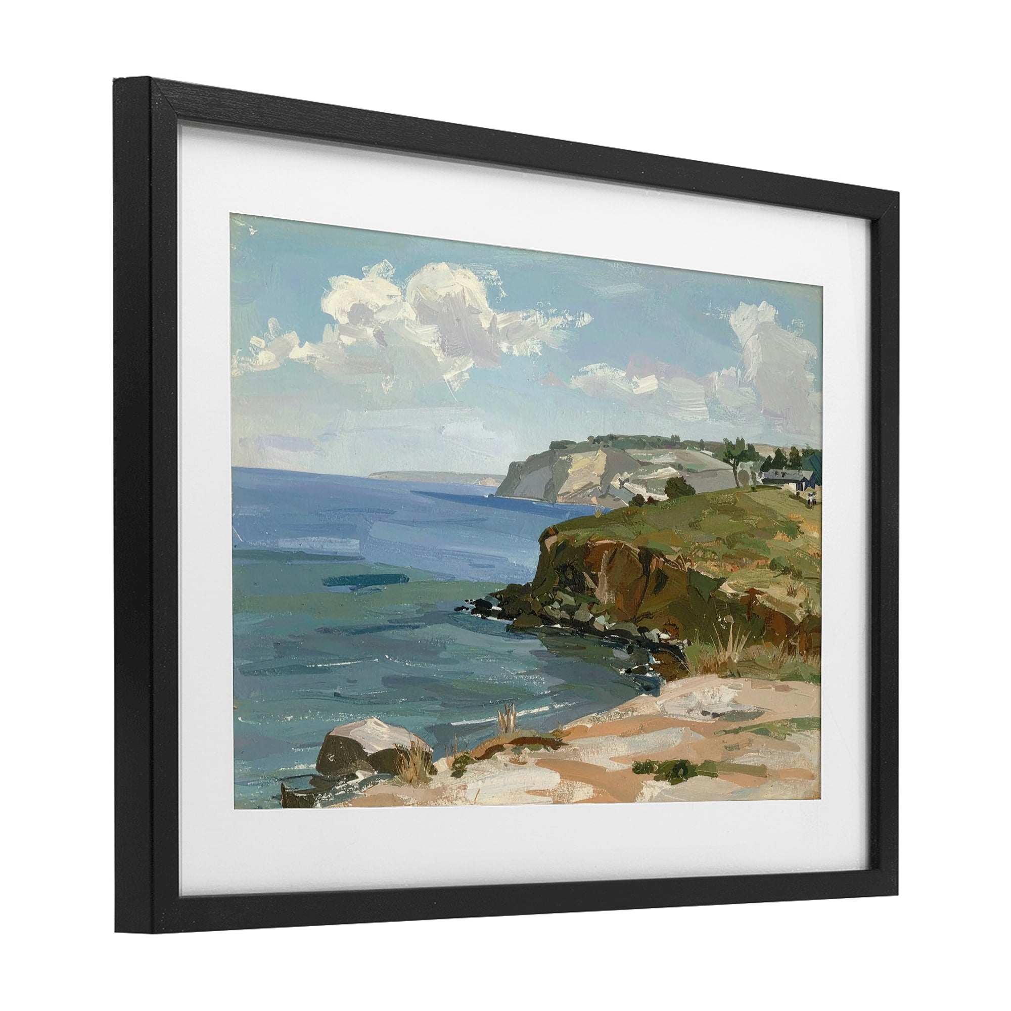 Stupell Industries Along The Shore Scenery Black Framed Print Under Glass, design by Alonza Saunders