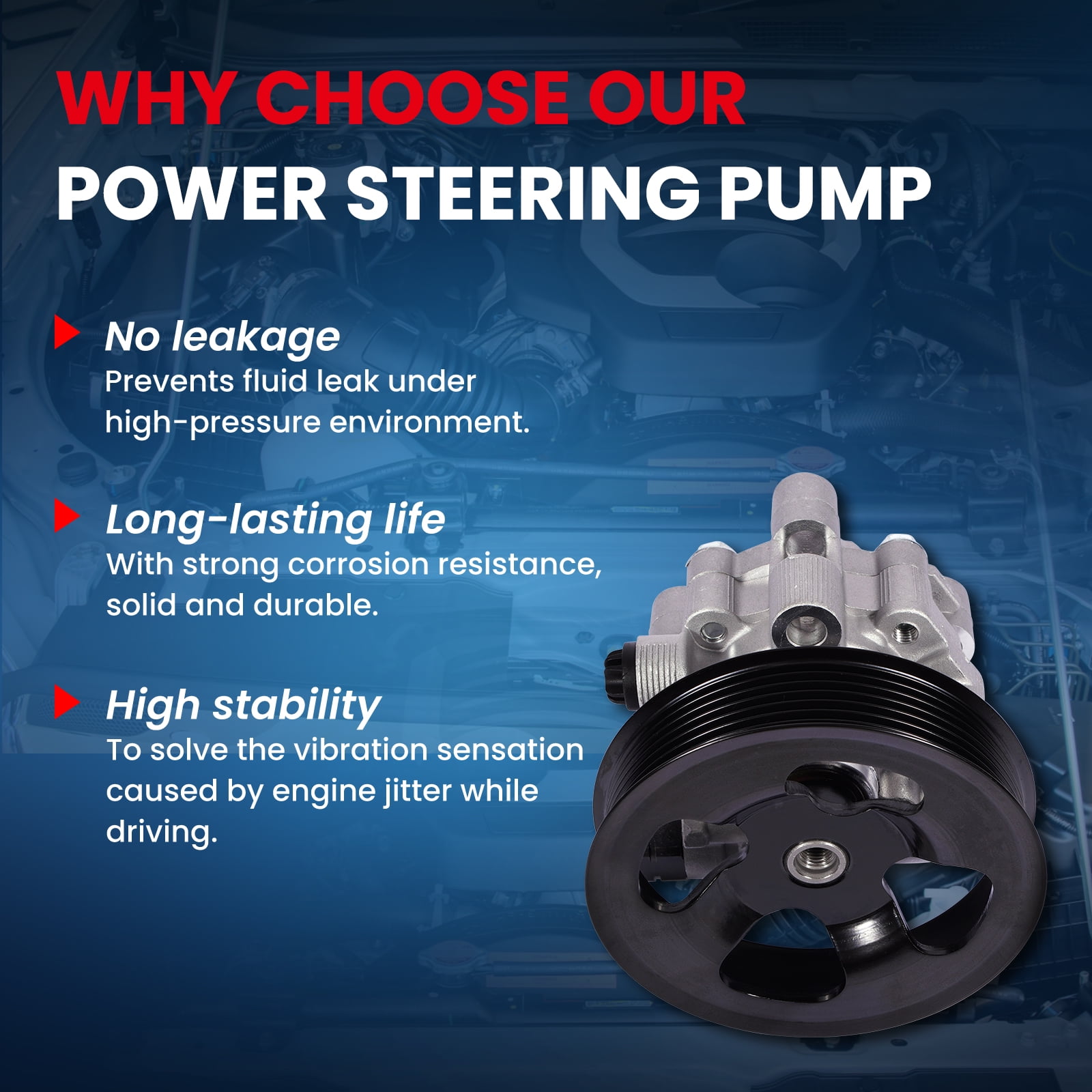 MOCA AUTOPARTS 96-5498 Power Steering Pump w/ Pulley Fit for 2005-2012 Toyota Avalon 3.5L & 2007-2011 Toyota Camry 3.5L & 2007-2012 Lexus ES350 3.5L