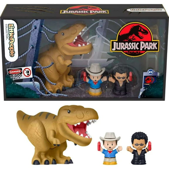 Little People Collector Series Dr. Grant, Dr. Malcolm & Tyrannosaurus Rex Figure 3-Pack