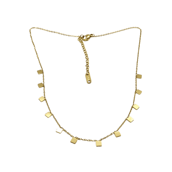Collar Minimalista con Pequeños Cuadros en acero inoxidable y oro laminado Sporty Fast Collar Minimalista con Pequeños Cuadros en acero inoxidable y oro laminado