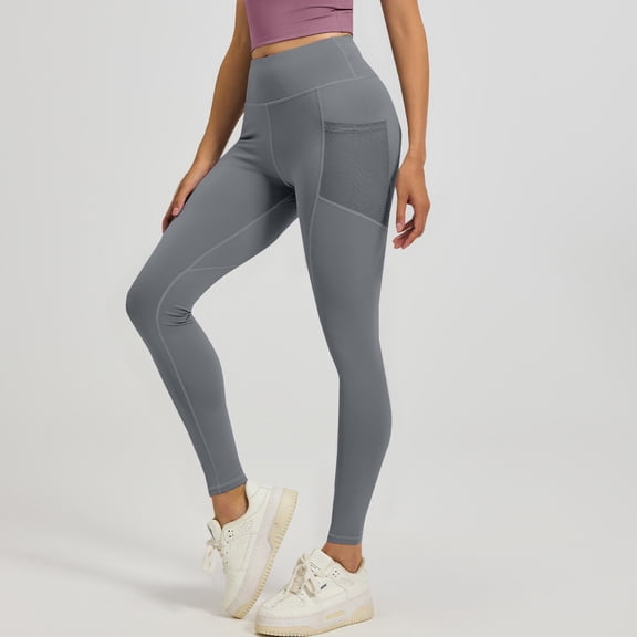 Delayuji Women's Yoga Leggings Peach Yoga Pants Sport Leggings Jogger Running Wear Seamless With Side Pockets