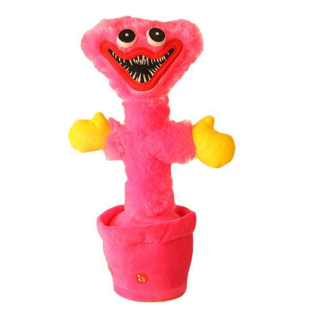 El juguete de peluche de amapola bailando repite lo que dices, peluche electrónico de amapola bailando con iluminación, grabación de canto, juguete de imitación de peluche Huggy Wuggy para niños educación temprana (rosa) Rojo Verde