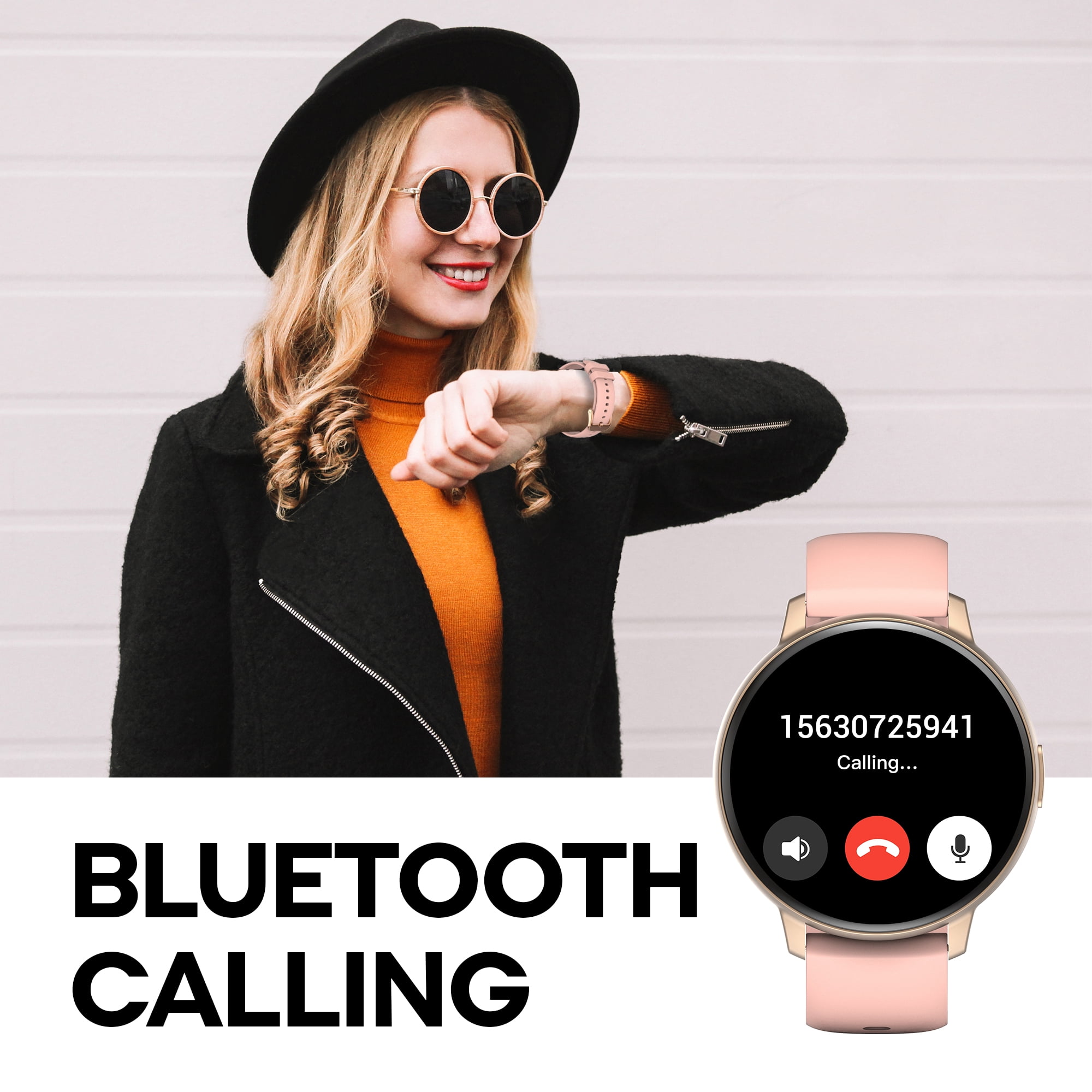 3Plus LIRA Men Women's w/BONUS BAND Smartwatch (Rose Gold)-Make calls/ Heart Rate/ Sleep Monitor/ Notifications/ Assisted GPS/ IP68 Water Resistance/ 100+ Workouts/ Activity Tracking/ iOS & Android