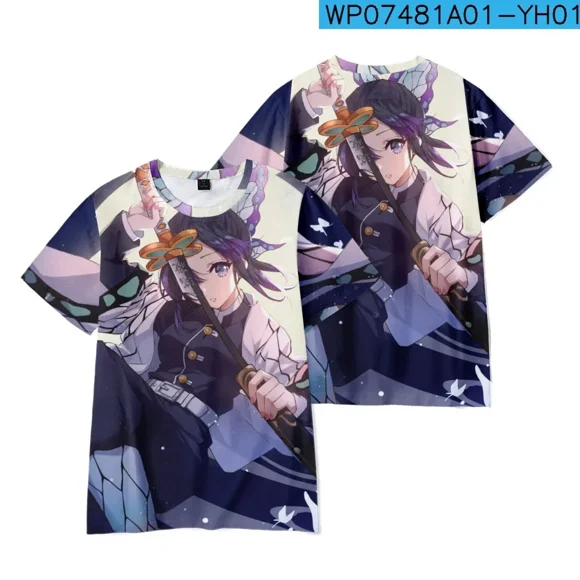 2024 New Anime Ghost Slayer Digital Printing Loose Short Sleeve T-Shirt Children's Wear Children's clothing Best Gift Children