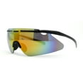 thumbnail image 3 of Color Mirror Minimalist Half Rim Shield Sport Wrap Around Sunglasses Black Orange Mirror, 3 of 4