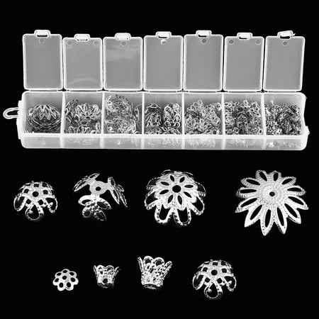 Yosoo Flower Spacer Bead,2 Colors 300pcs 7 Sized Flower-Shaped Spacer Bead Cap Jewelry Making Findings Metal Accessories,Spacer Cap