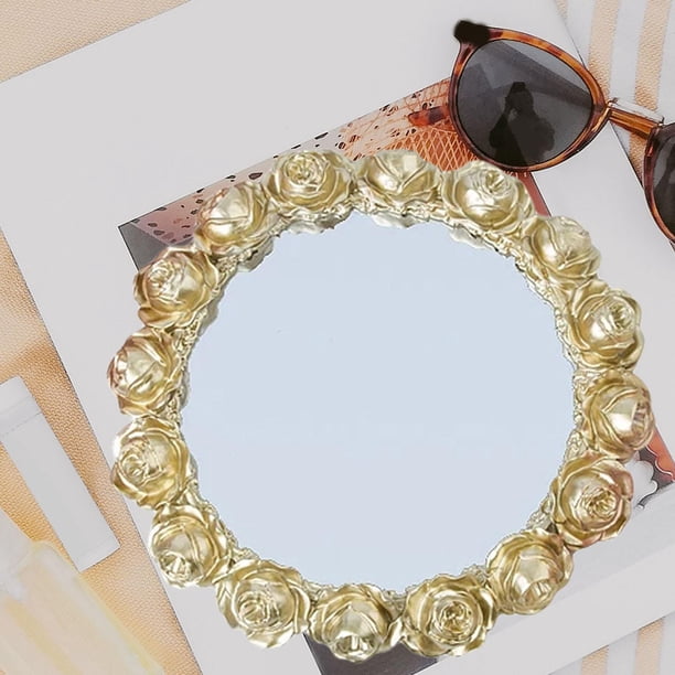 Bandeja de servicio de espejo, bandeja de servicio de baño, placa de exhibición de joyería multifuncional europea, organizador de perfume para baño, Dorado perfecl Bandeja de servicio de espejo