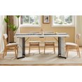 thumbnail image 4 of 71" Large Dining Room Table for 6, Rectangular Kitchen Table with Adjustable Legs, Waterproof Wood Grain Dining Table for Big Family, White, 4 of 9