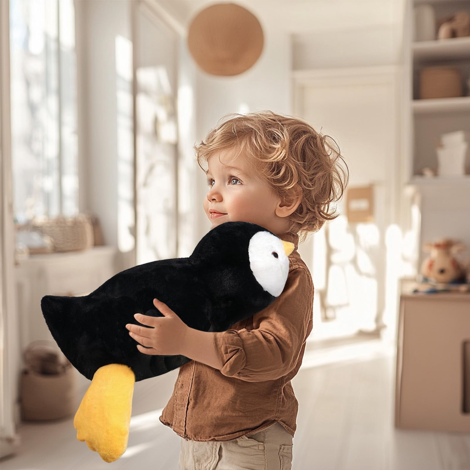 Niuniu Daddy Weighted Penguin Stuffed Animal - 20"Large Plush Toy, 3.3-Pound Weighted Plushie Body Pillow with Soft Faux Fur, Gift for Baby, Kids & Adults, Birthday Gift