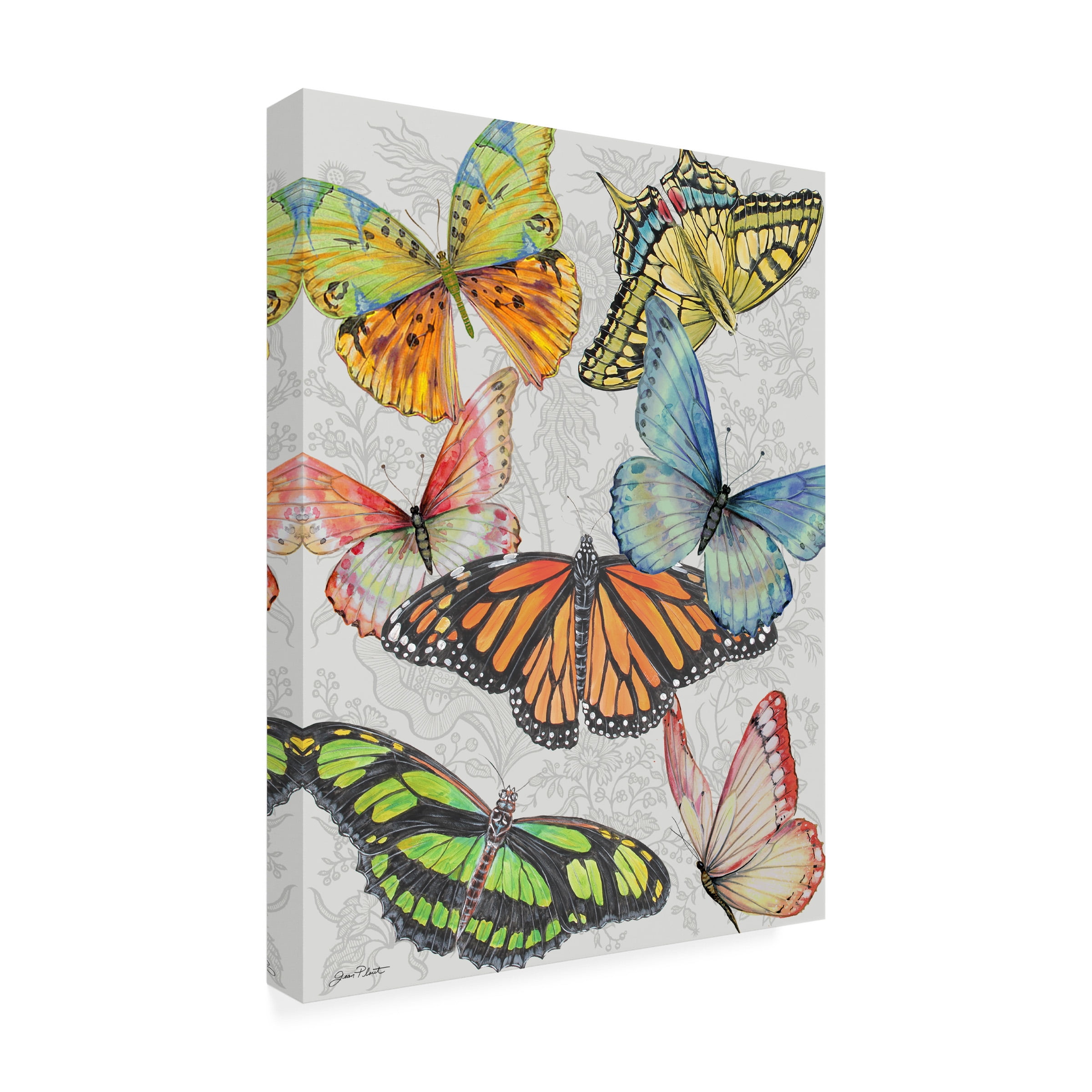 Canvas Wall Art - Jean Plout 'Butterfly Gathering B' Wall Art for Living Room, Bedroom, or Office DÃ©cor by Trademark Fine Art - 18 x 24 Inches