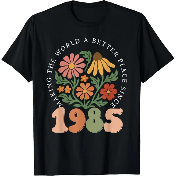 Hot Trending T-Shirt With 40 Years Old Vintage 1985 40Th Birthday Tee Wildflower Women T Shirt Funny Gift Design Preview Only
