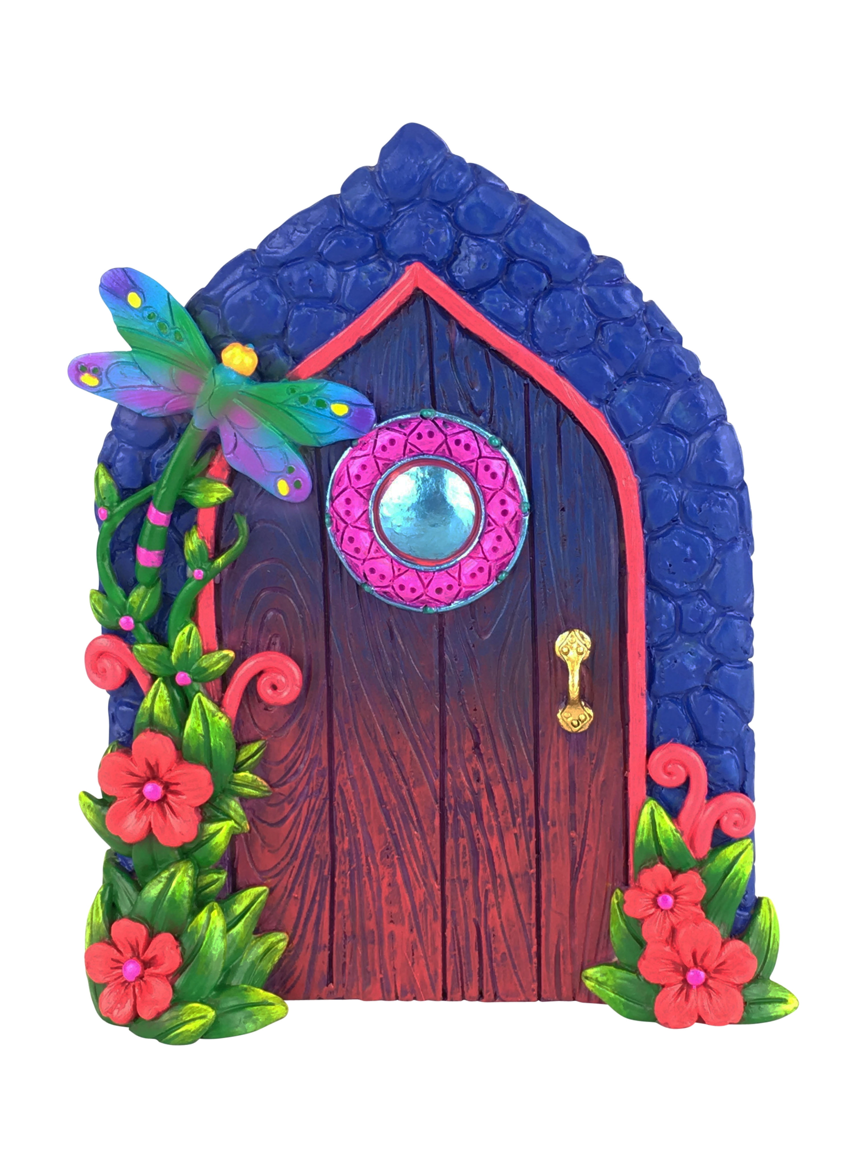 Pink or Blue FAIRY DOOR enchanted magic tree door flowers STEPS GIFT NEW