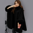 thumbnail image 4 of Lovskoo 2024 Womens Winter Coats Open Front Wrap Coat Pea Coat Keep Warm Jacket Casual Woolen Outwear Collar Cardigan Cloak Coat Trench Coat Overcoat Black, 4 of 6