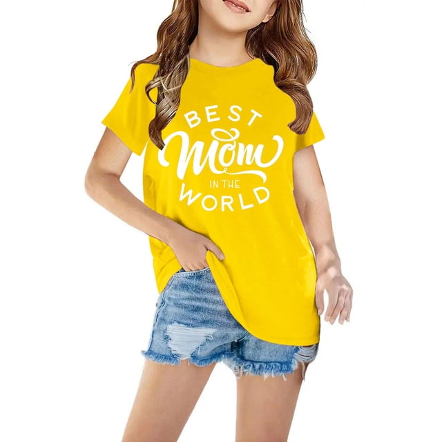 Weiqiqre Hauts, T-Shirts et Chemises pour Filles, T-Shirts pour Enfants à Manches Courtes, T-Shirt Graphique à Col Rond, Crop Top pour Filles de 3 à 14 Ans et T-Shirt Garçon