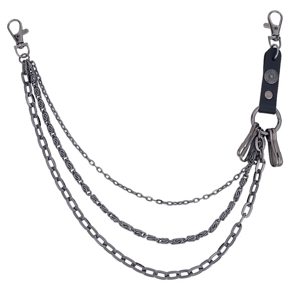 Pant Chains Punk Key Lock Charm Trousers Jeans Wallet Chain Biker Keychain Hip Hop Gunmetal Metal 2 Layer Jewelry Gothic Rock Emo Accessories