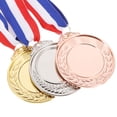 thumbnail image 1 of 9pcs Metal Award Medals Universal Wheat Pattern Medals with Number for Sports Academics Competition (Gold, Silver and Bronze, 3pcs for Each Color, Diameter 6.5CM), 1 of 8