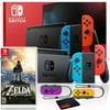Nintendo Switch with Neon Blue/Red JoyCon Bundle with Neon Purple/Neon Orange JoyCon, and The Legend of Zelda: Breath of the Wild