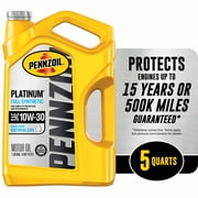 Pennzoil Platinum Full Synthetic 10W-30 Motor Oil, 5-Quart