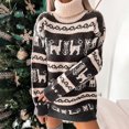 thumbnail image 2 of Vestido de punto navideño de manga larga con abalorio suelto y cuello redondo para mujer Pompotops  hdfakjf5022, 2 of 7