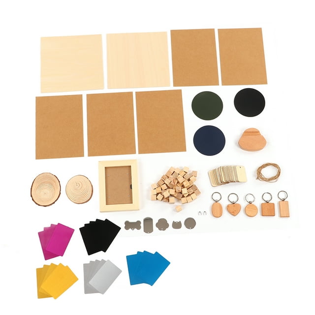 Hyuduo Engraver Material Kit, 11 Kinds Material Stainless Steel Pine Wood DIY Making CNC Engraving Material Set For Woodwork
