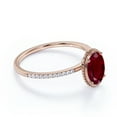 thumbnail image 3 of JeenMata 1.75 Carat Oval Cut Vintage Dark Red Lab Created Ruby Engagement Ring in 18k Rose Gold over Silver, 3 of 7