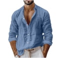thumbnail image 3 of Atkumj Mens Shirts Trendy Lapel Button Down Shirts Casual Relaxed Solid Color Long Sleeve Shirt M, 3 of 9