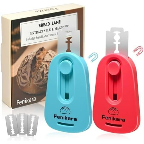 2PCS Upgraded Magnetic Sourdough Scoring Tool & Versatile Bread Scoring Tool- Professional Bread Lame for Sourdough Bread baking & Bread Making Tools - Scoring Patterns booklet & Razor Blades$