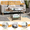 thumbnail image 6 of Coffee Tables for Living Room,2-Tier Small Coffee Table Farmhouse Oval Center Table with Storage Shelf and Wood Tabletop,for Small Space,Home Office,Black & Brown, 6 of 15