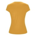 thumbnail image 5 of Miluxas Womens Crew Neck Ribbed Skim Short Sleeve Fitted T Shirts Casual Basic Tight Tees Stretchy Tops for Women Yellow XL(XL), 5 of 9