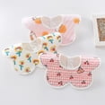 thumbnail image 4 of Baberos de pétalos para bebé, algodón multicolor giratorio de 360 ​​grados, elefante azul, 3 uds., 4 of 5