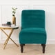 thumbnail image 3 of Funda de terciopelo antideslizante para silla sin brazos, protector de muebles para el hogar y el hotel. Verde oscuro, 3 of 9